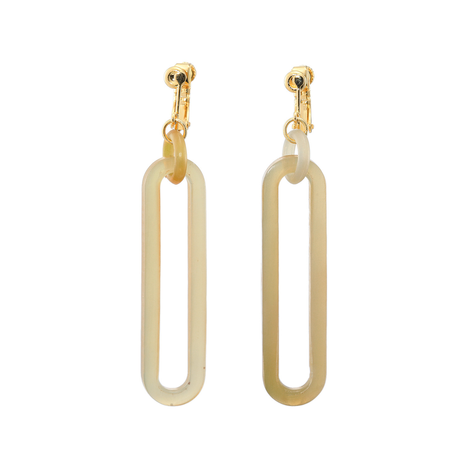 グレイスモア 飴色水牛 モダンクリップチェーン スウィング イヤリング／ピアス