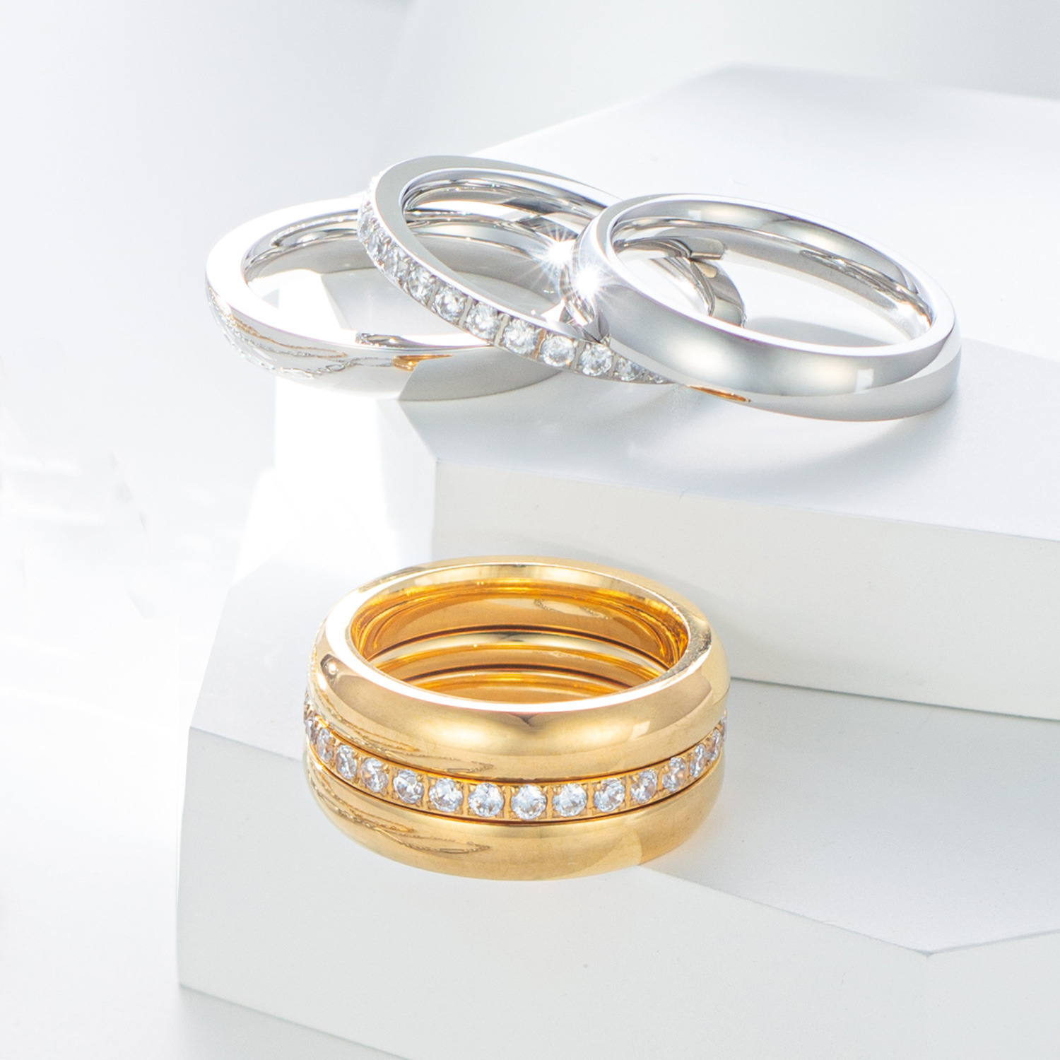 アシエステンレス サージカルステンレス アレンジ自在 リング３本セット