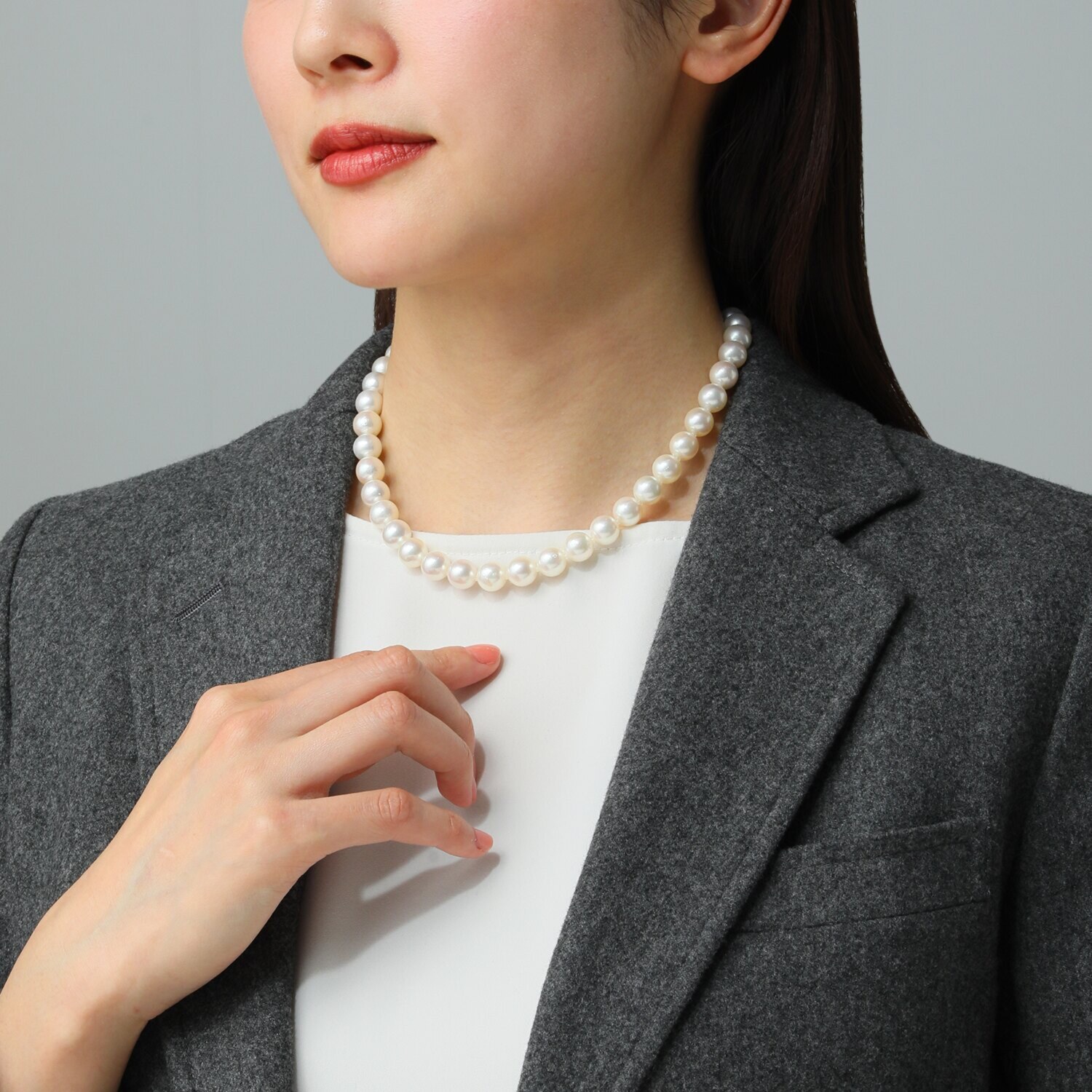 パール　ユリマ 宇和島産 無調色越物 ９ｍｍＵＰ 大玉アコヤパール ネックレス