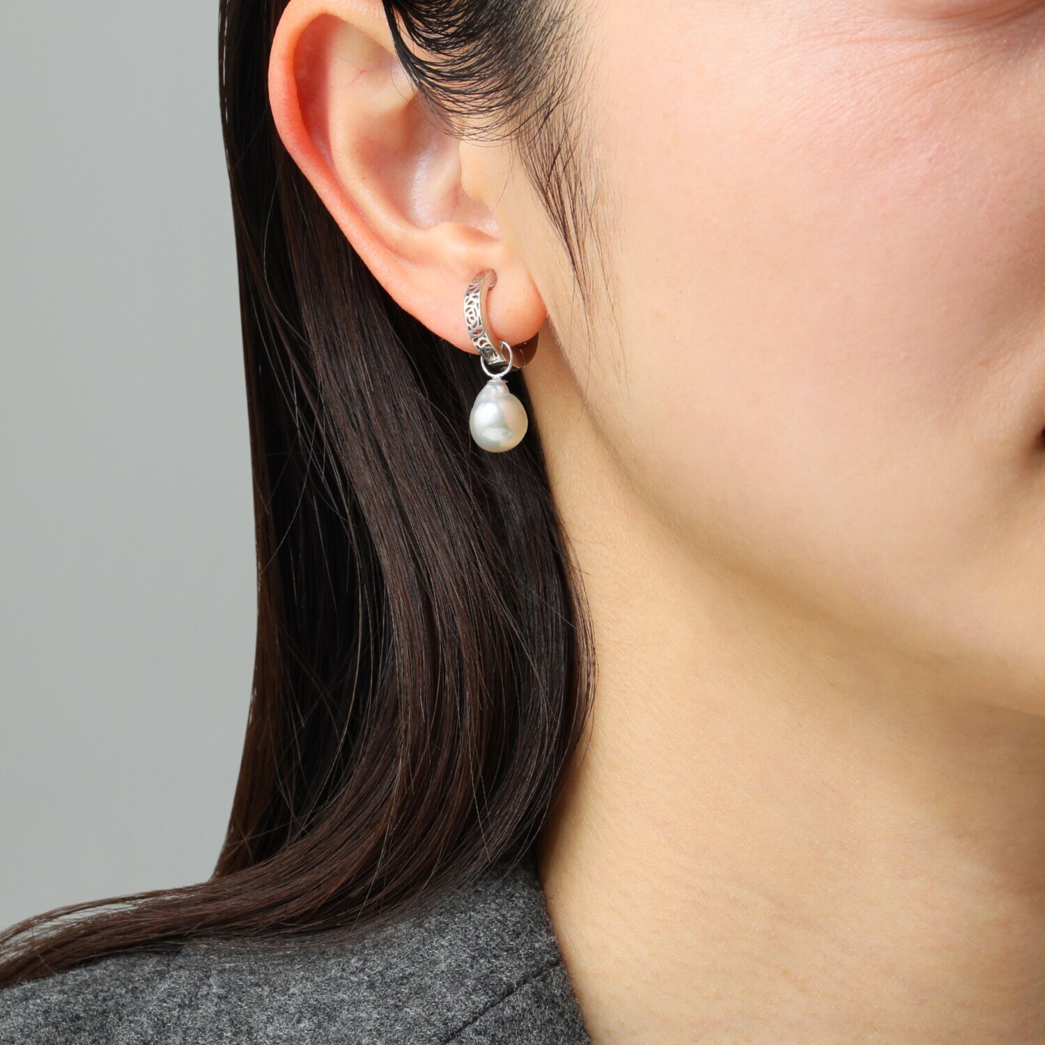 パール　ユリマ 宇和島産　無調色越物 ８ｍｍＵＰ ナチュラルブルー 大玉アコヤパール イヤーフィット ２ウェイイヤリング