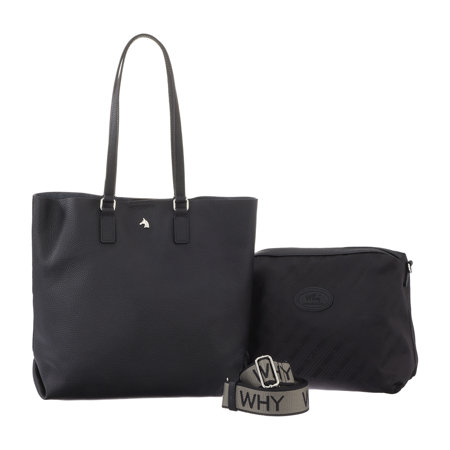 ホワイ マルチに使える！ 牛革シュリンク型押し ２ウェイトートバッグ ＜バッグインバッグ付＞