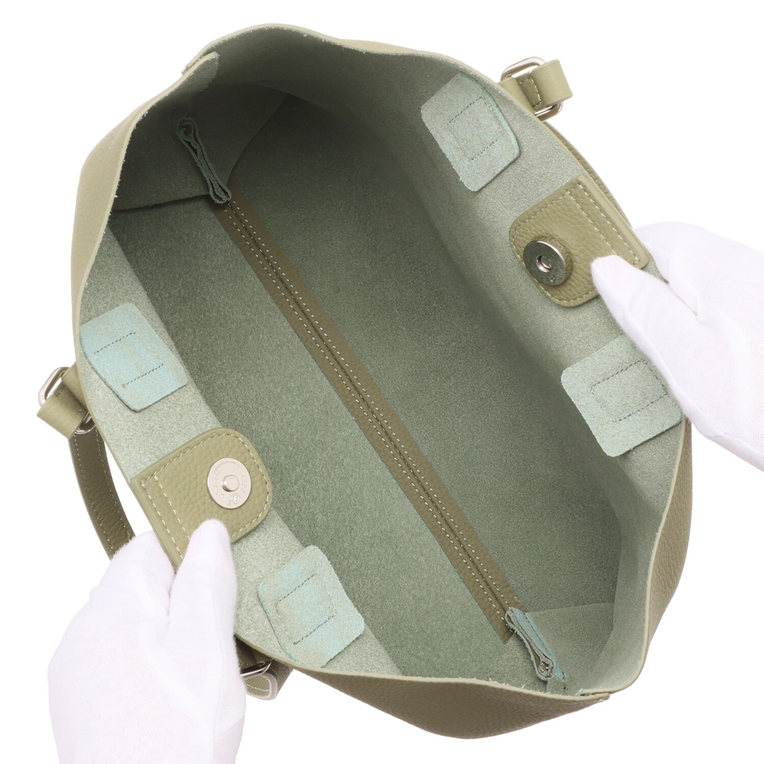 ホワイ マルチに使える！ 牛革シュリンク型押し ２ウェイトートバッグ ＜バッグインバッグ付＞