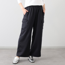 元町ゼラール とろみ＆きれい見えサテン カーゴデザイン 上品ストレートパンツ
