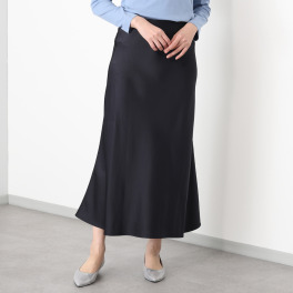 元町ゼラール とろみ＆きれい見えサテン シルエットが美しい フレアースカート