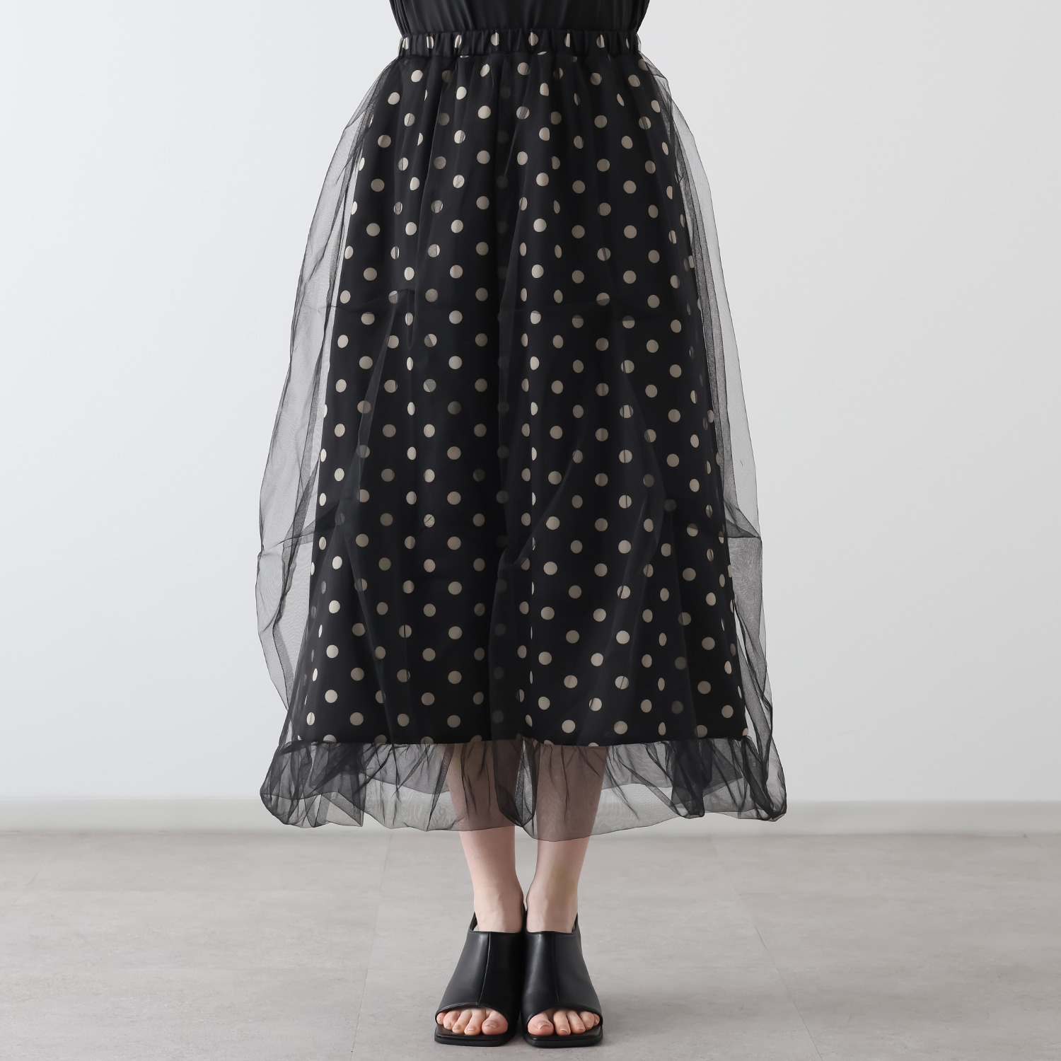 ミミコプラス チュールメッシュ シアーで作る バルーンシルエット ロングスカート