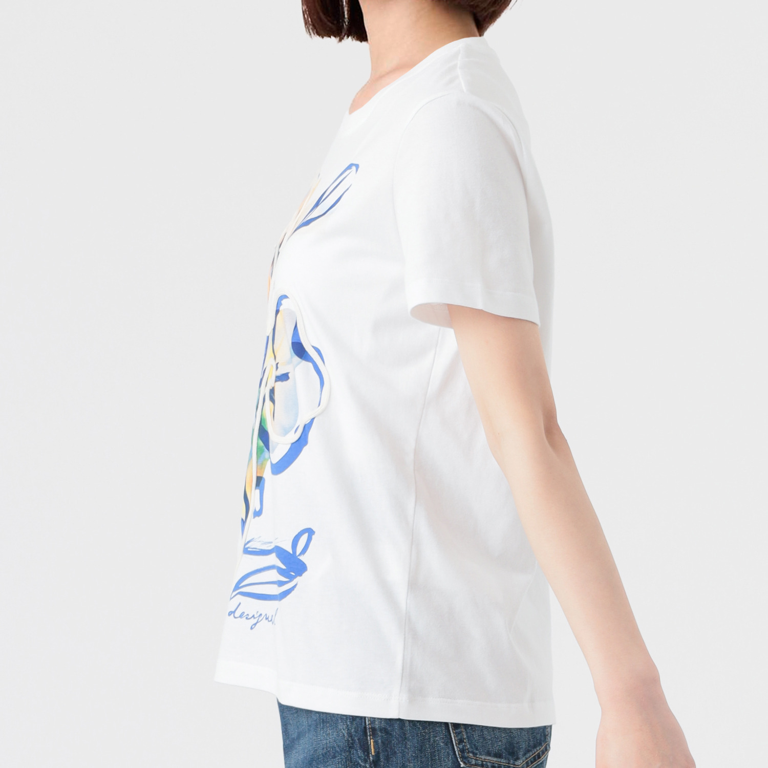 デシグアル フラワーモチーフ Ｔシャツ