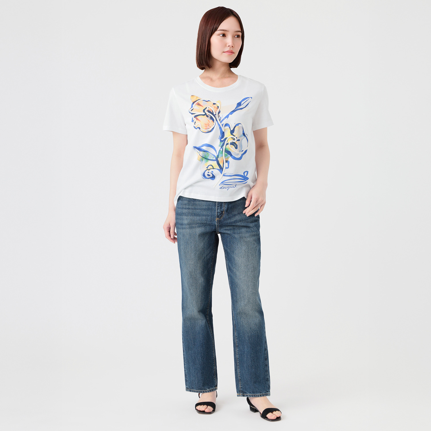 デシグアル フラワーモチーフ Ｔシャツ