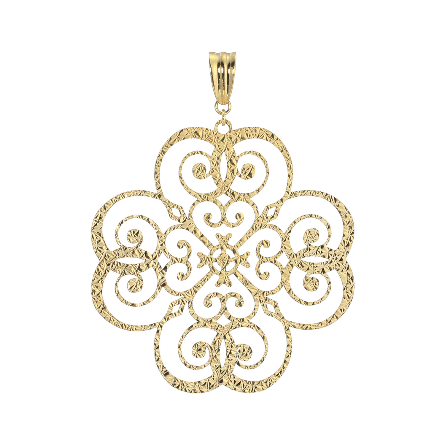 オーサムジュエリー １８Ｋ クローバーデザイン 透かし柄 リバーシブル ペンダントトップ