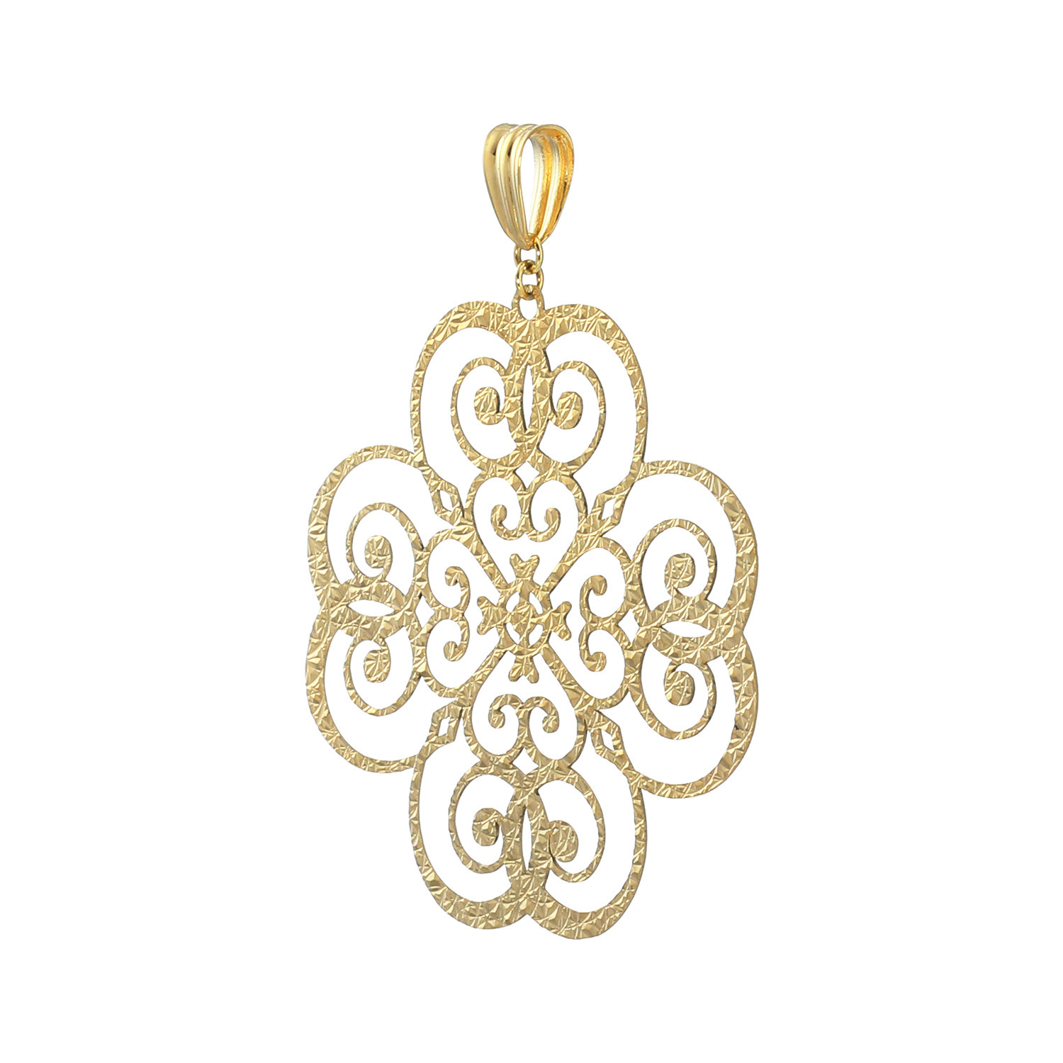 オーサムジュエリー １８Ｋ クローバーデザイン 透かし柄 リバーシブル ペンダントトップ