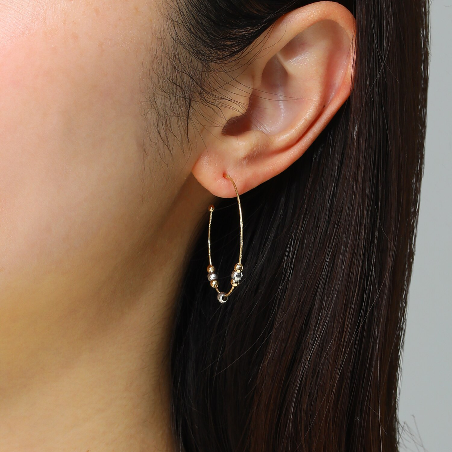 オーサムジュエリー １８Ｋ＆プラチナ９５０ スターライトボール フープピアス