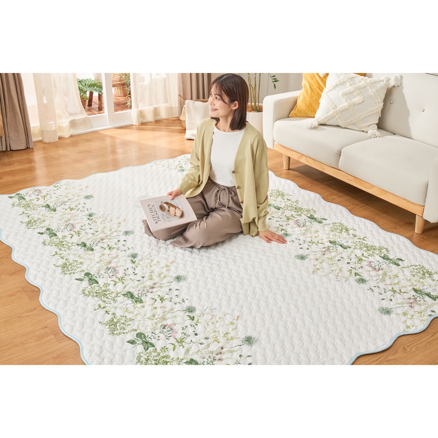 大津毛織 綿混やわらかリップル リバーシブルマルチカバー ＜長方形＞