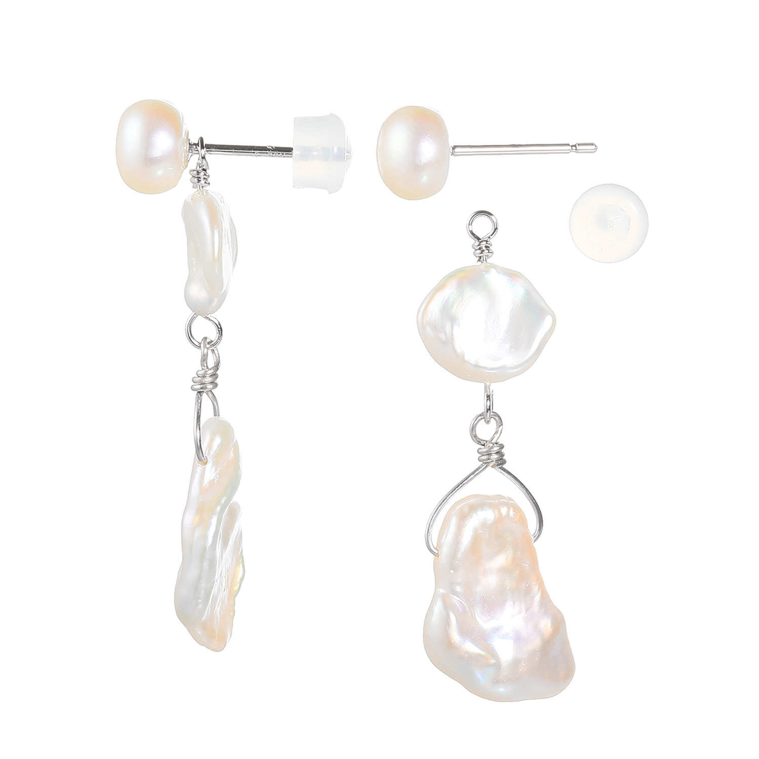 オルウィズ シルバー 淡水パール チャーム付 ２ウェイピアス