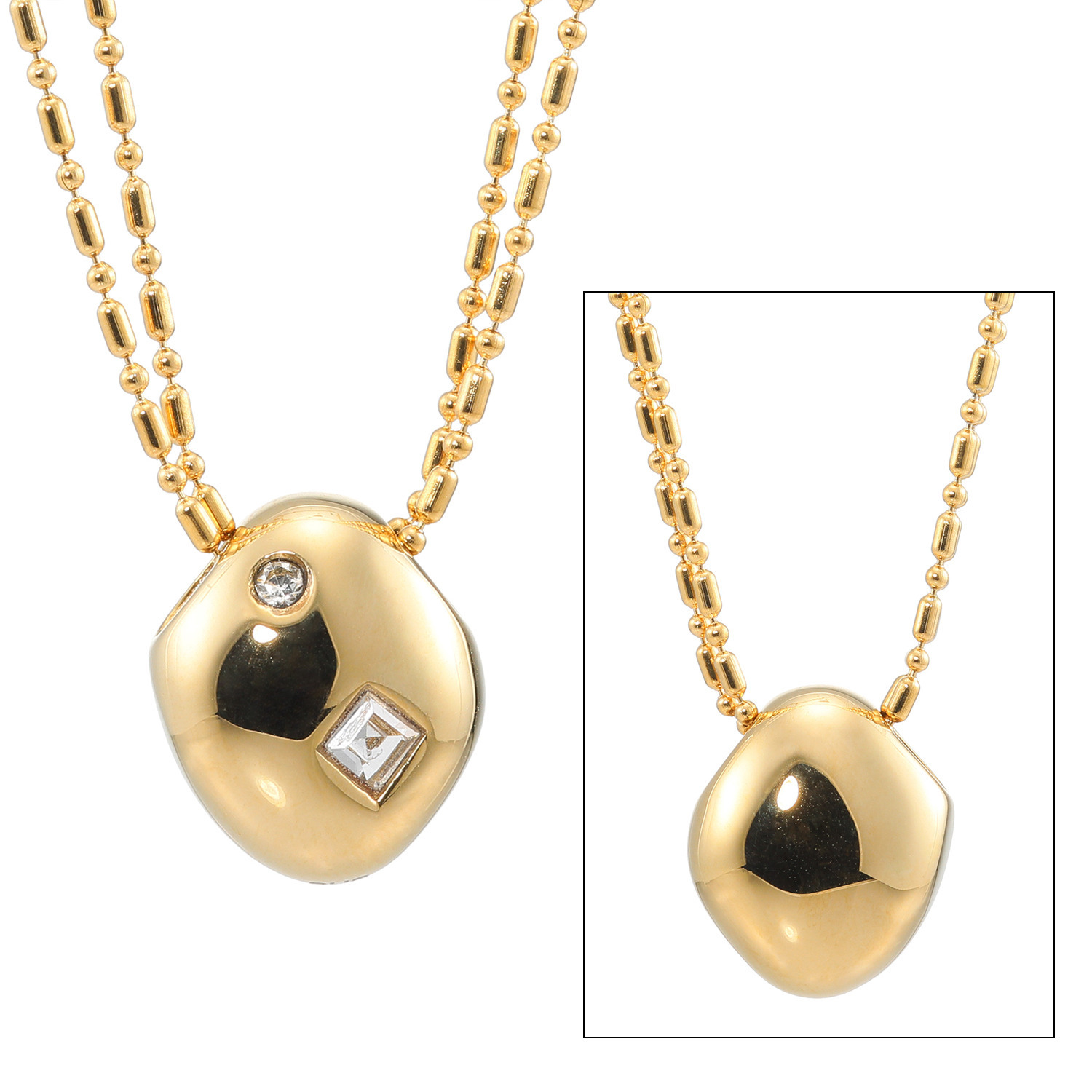 ラフィナリスタ サージカルステンレス ２連シリンダー ボールチェーン リバーシブルペンダント