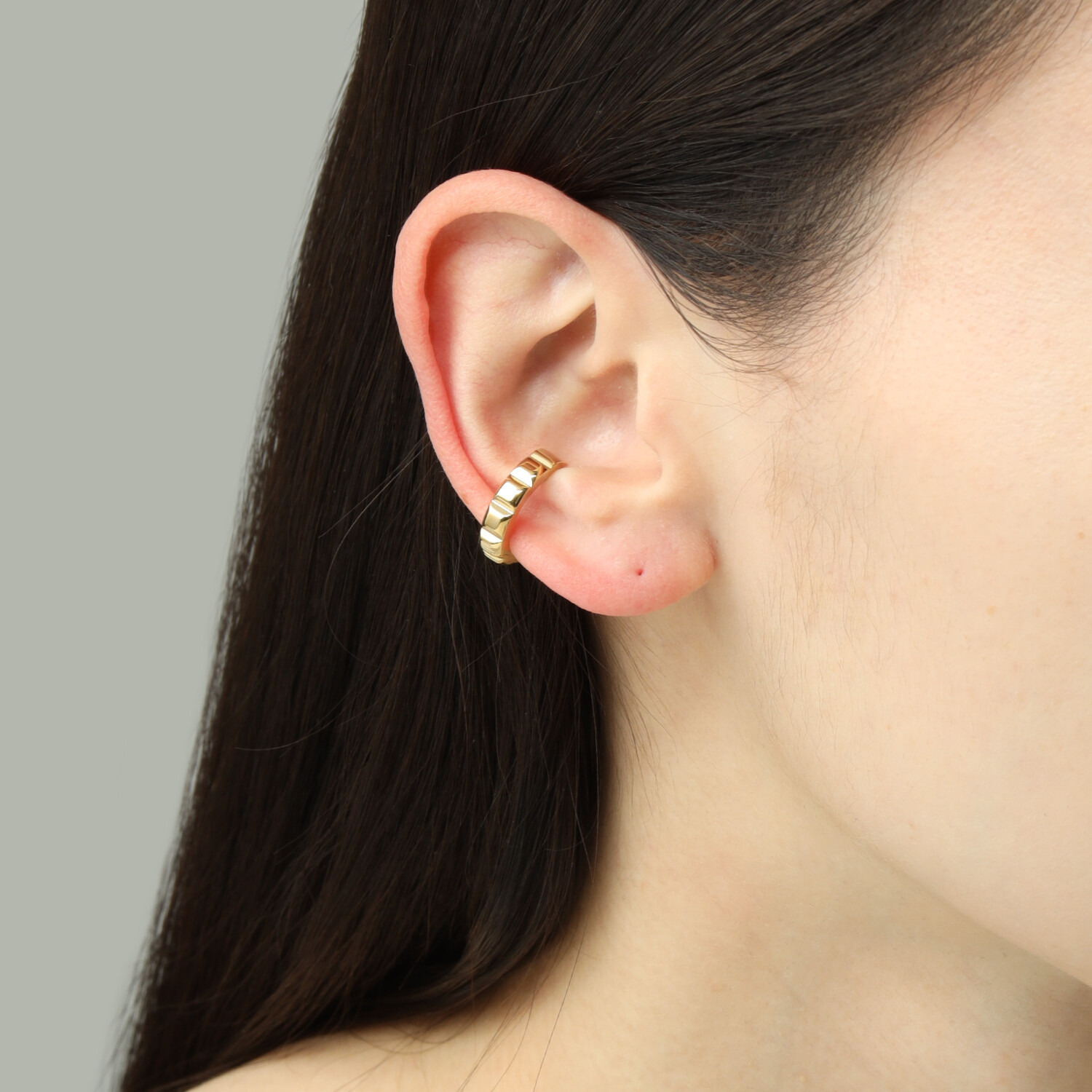 ラフィナリスタ サージカルステンレス スクエアカットデザイン 片側用イヤーカフ