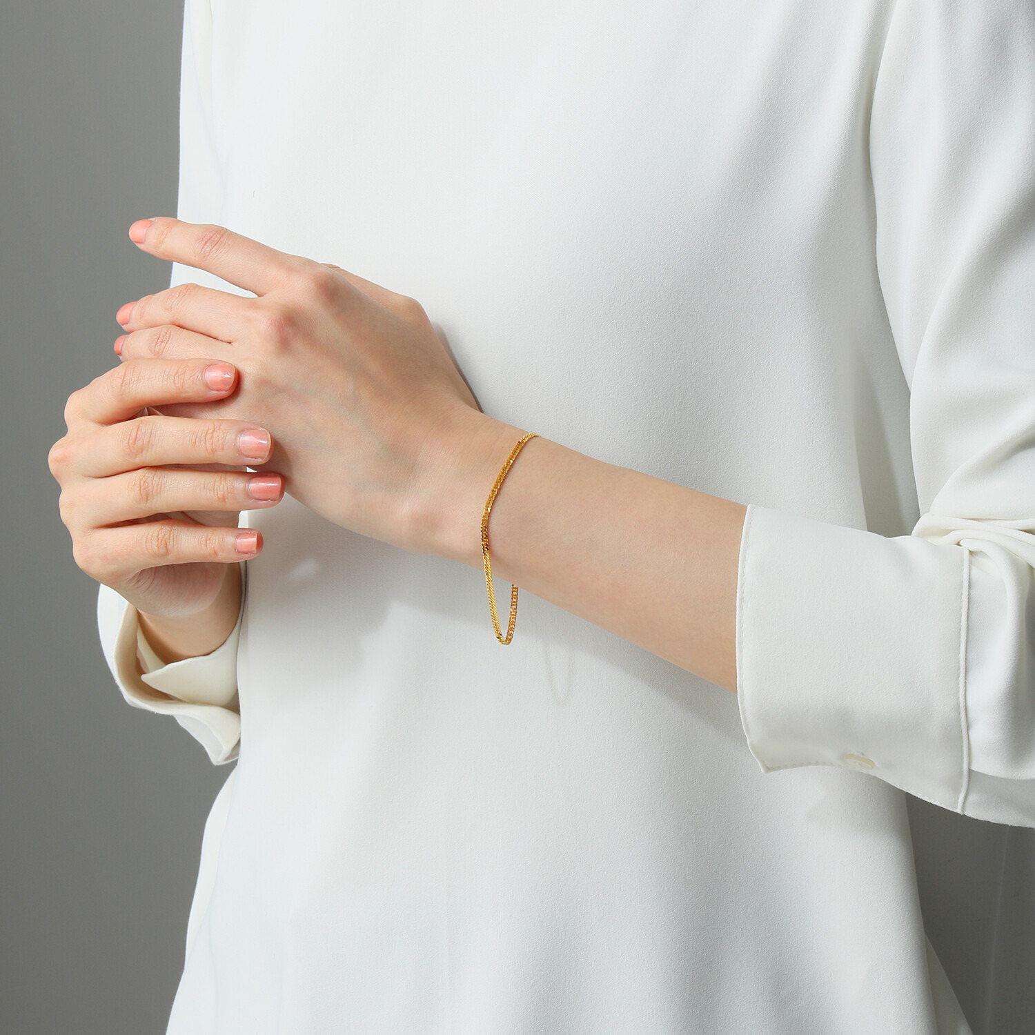 祈平 純金　２．５ｇＵＰ ２面ダブルワイド 喜平チェーン ブレスレット