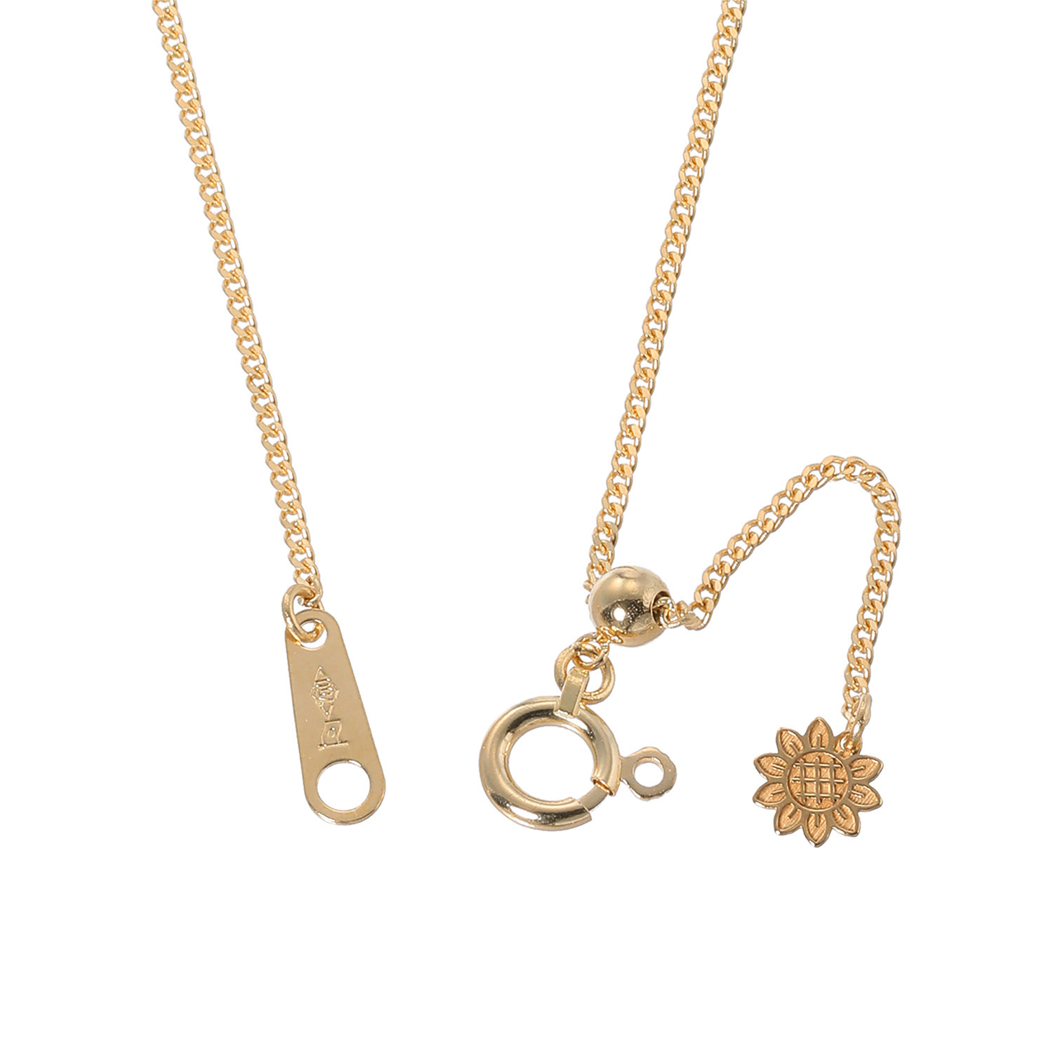 祈平 １８Ｋ スライド喜平チェーン ひまわりエンドパーツ ネックレス