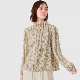 スタイル・ラヴィー ドットプリント スタンドカラー ブラウス