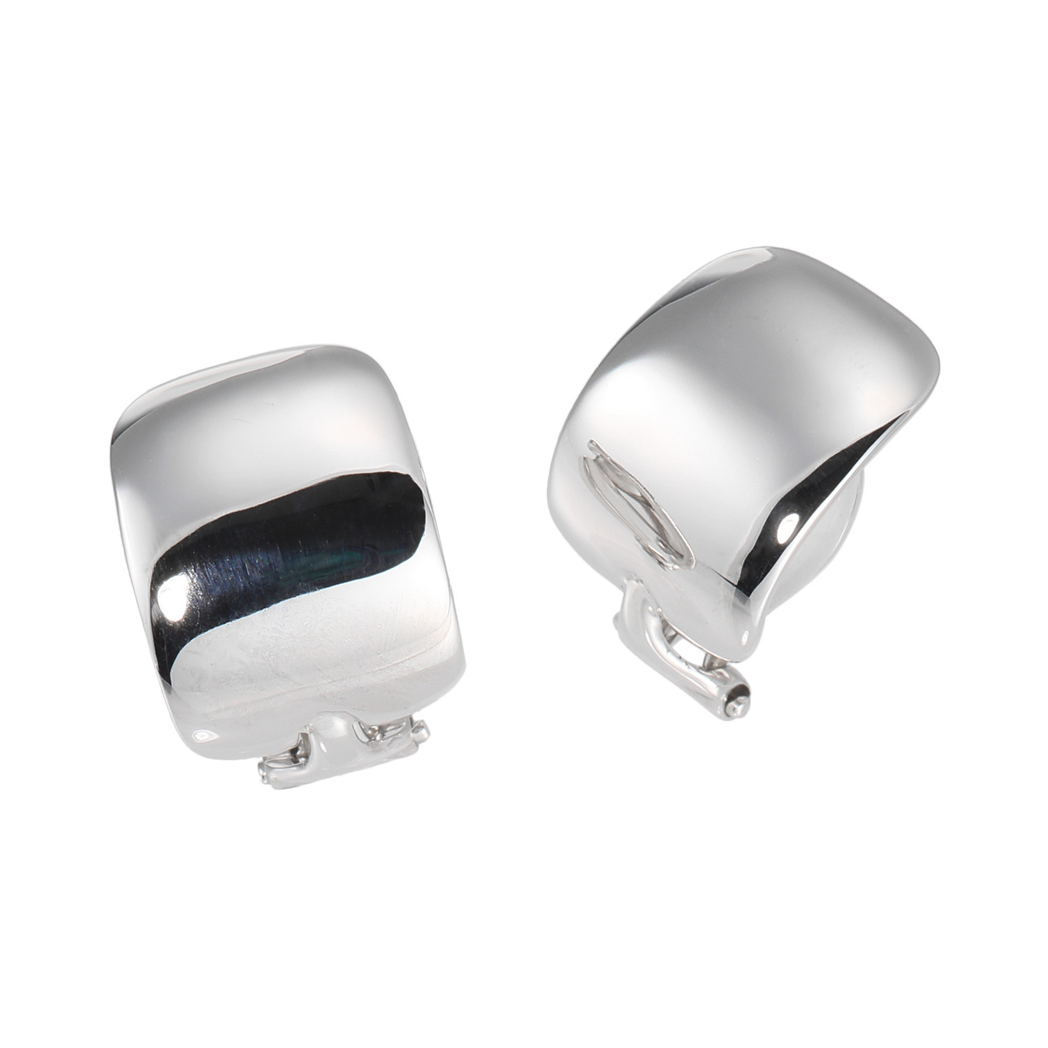 ジュンコ　シマダ シルバー スクエアデザイン ボリューム イヤークリップ／ピアス