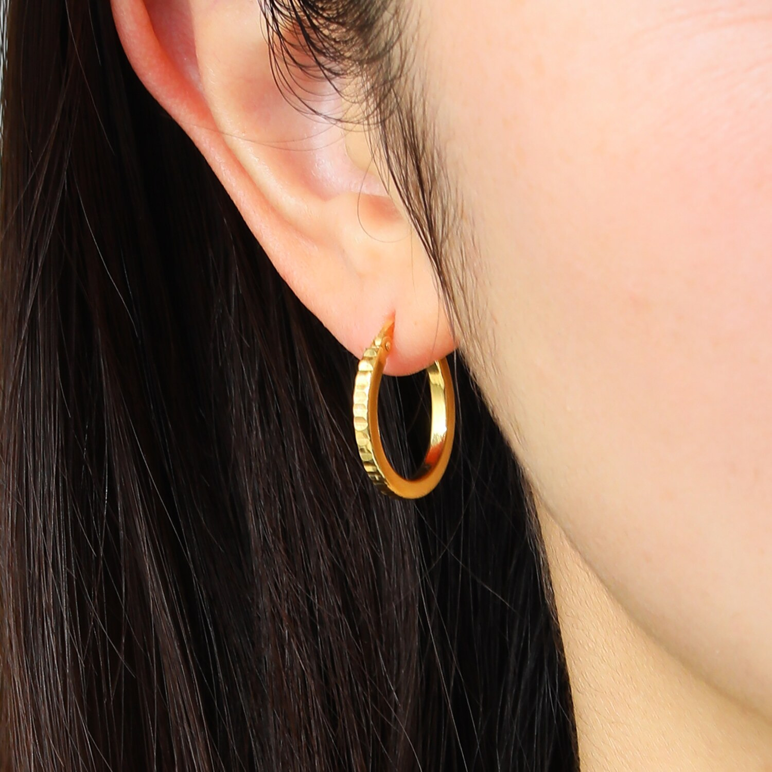 アルジェント イタリアーノ シルバー テクスチャー フープピアス