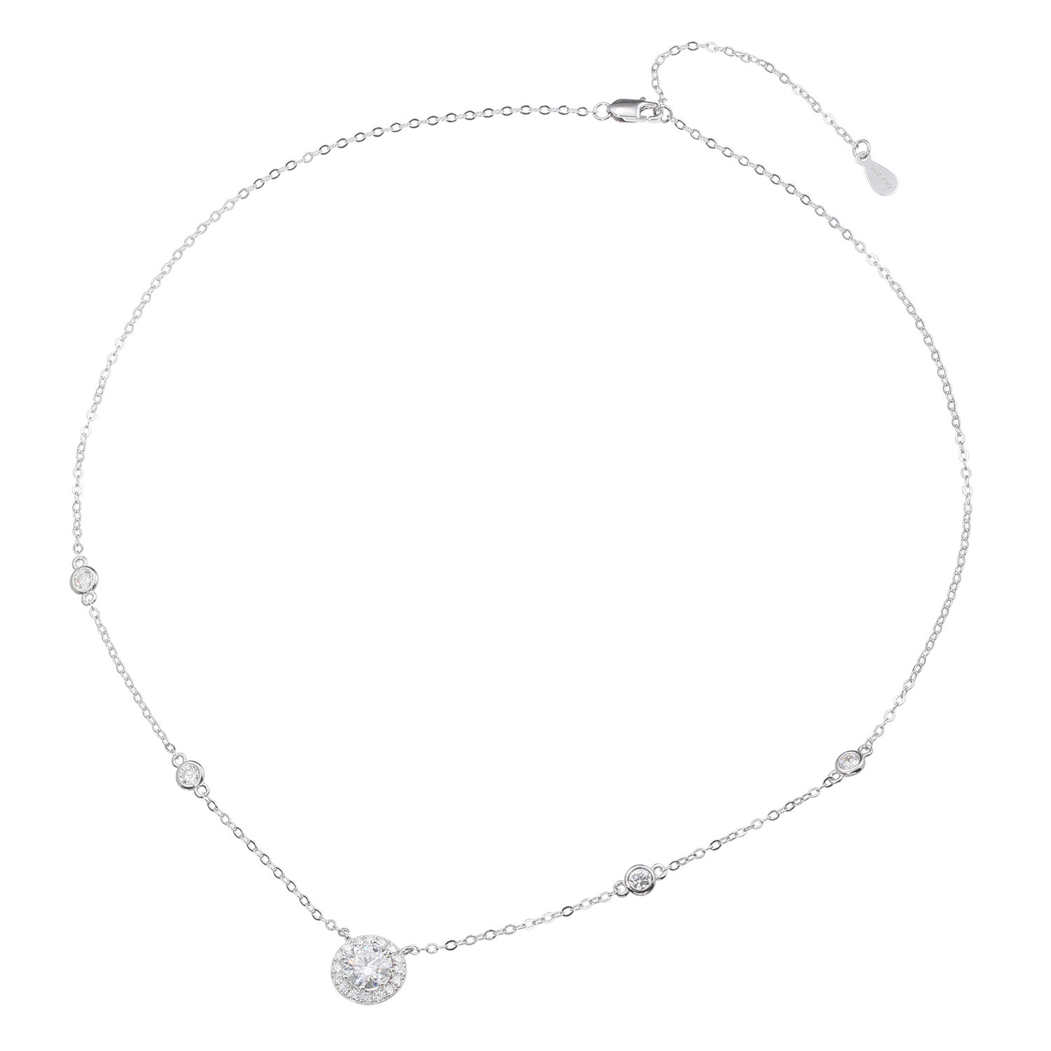 ニコモアサナイト シルバー モアサナイト ステーションネックレス