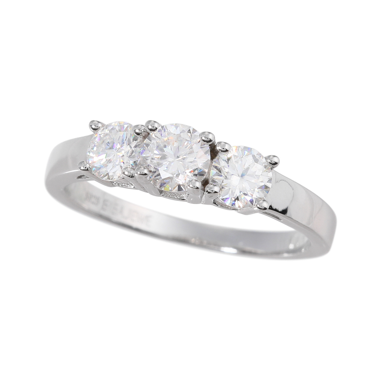 ニコモアサナイト シルバー モアサナイト スリーストーンデザイン リング