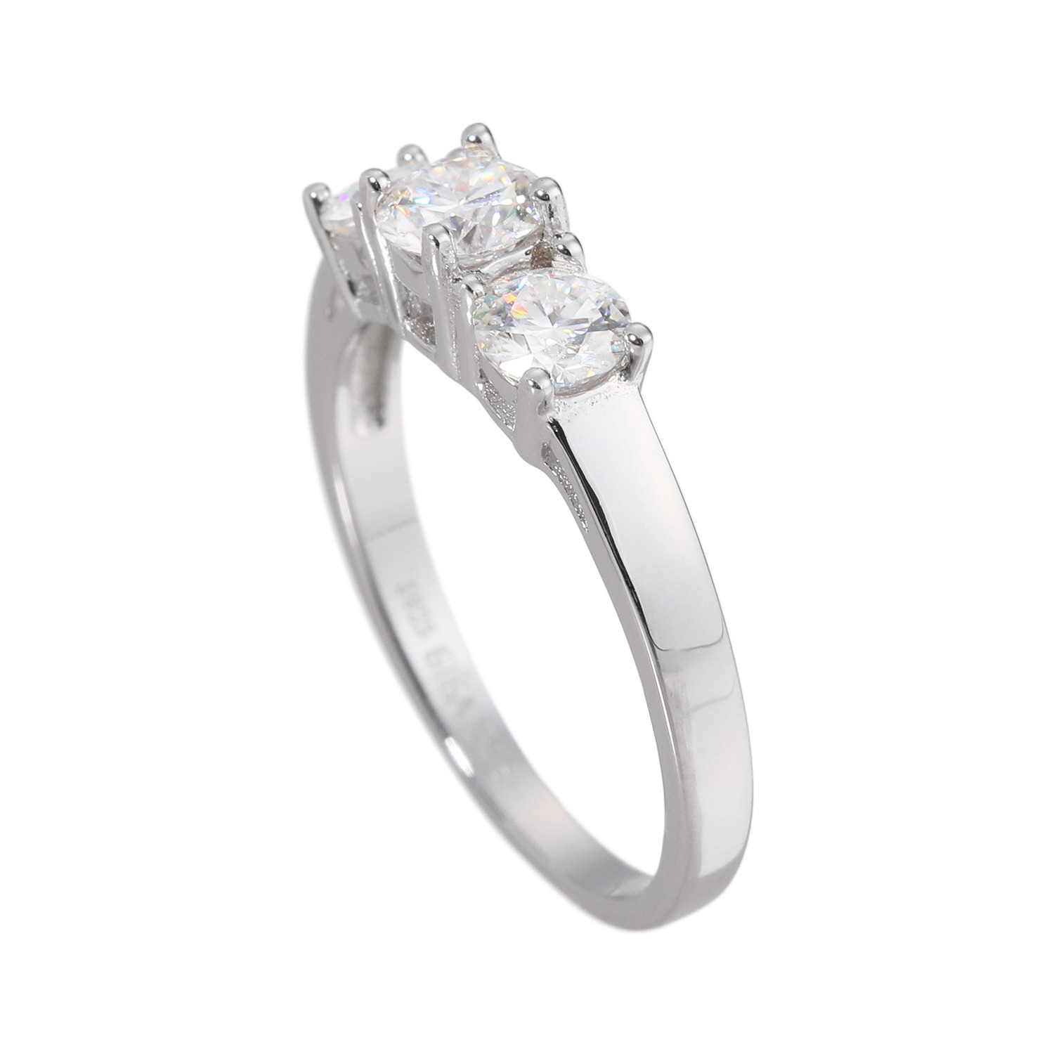 ニコモアサナイト シルバー モアサナイト スリーストーンデザイン リング