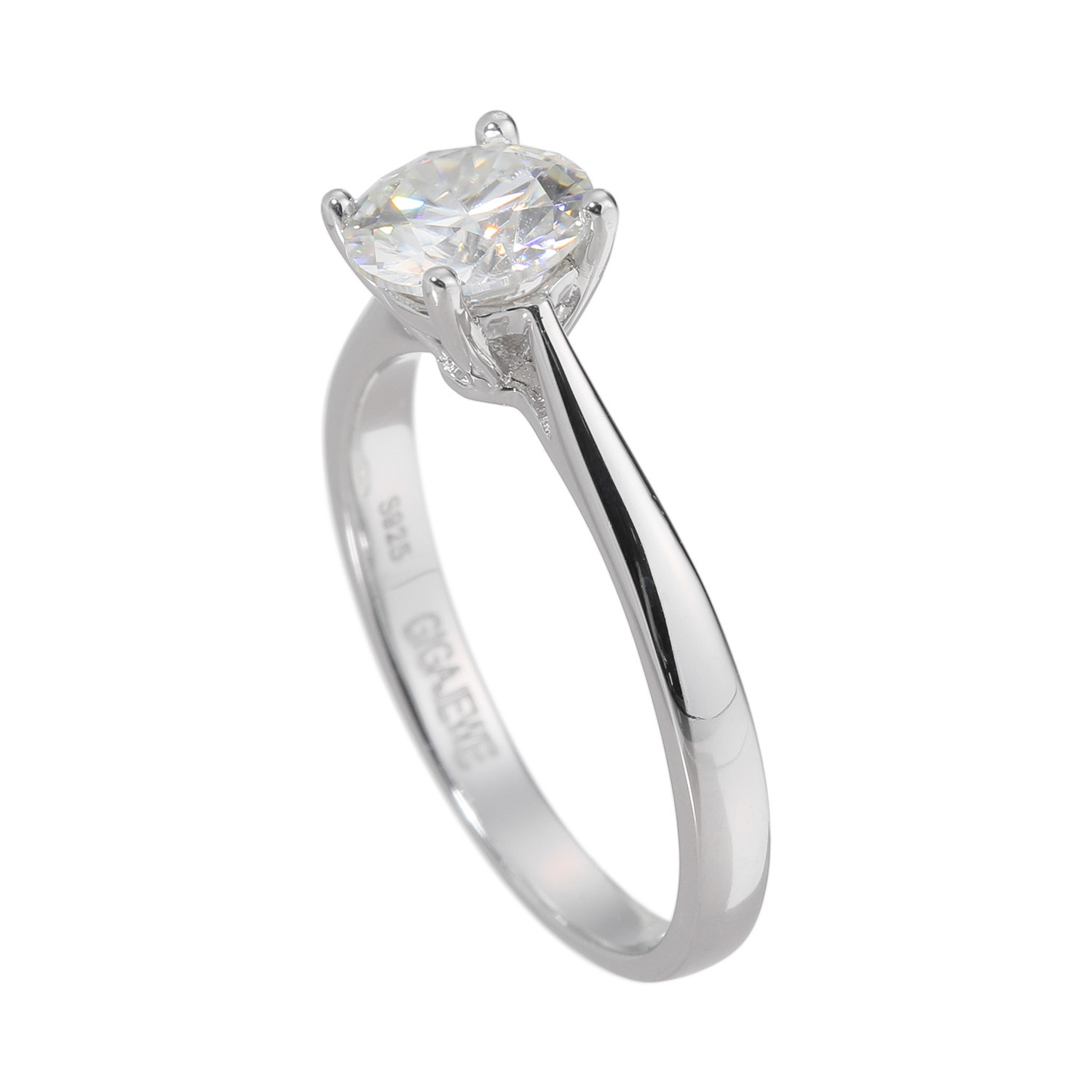 ニコモアサナイト シルバー モアサナイト １粒デザイン リング