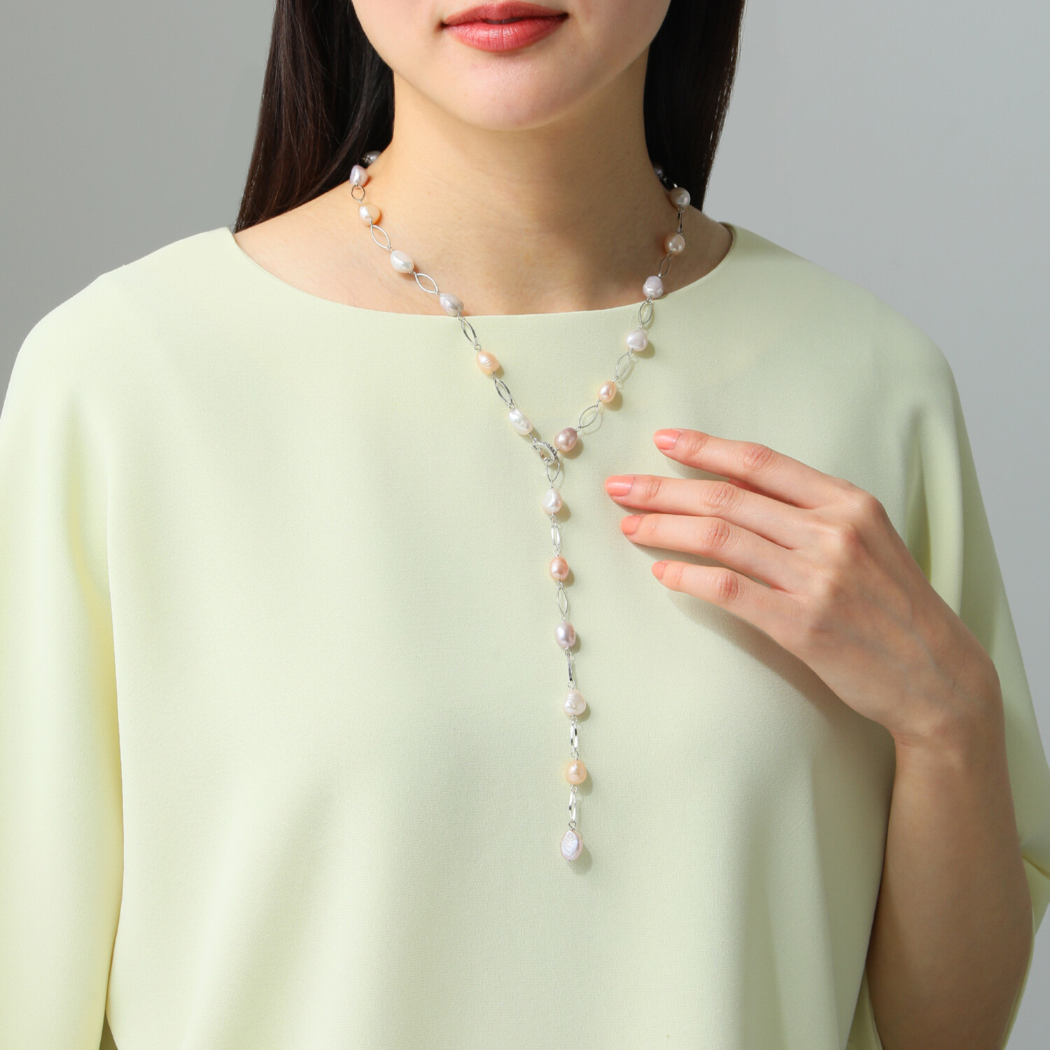 ペレフェリーク 淡水パール マーキスパーツ ステーション ロングネックレス