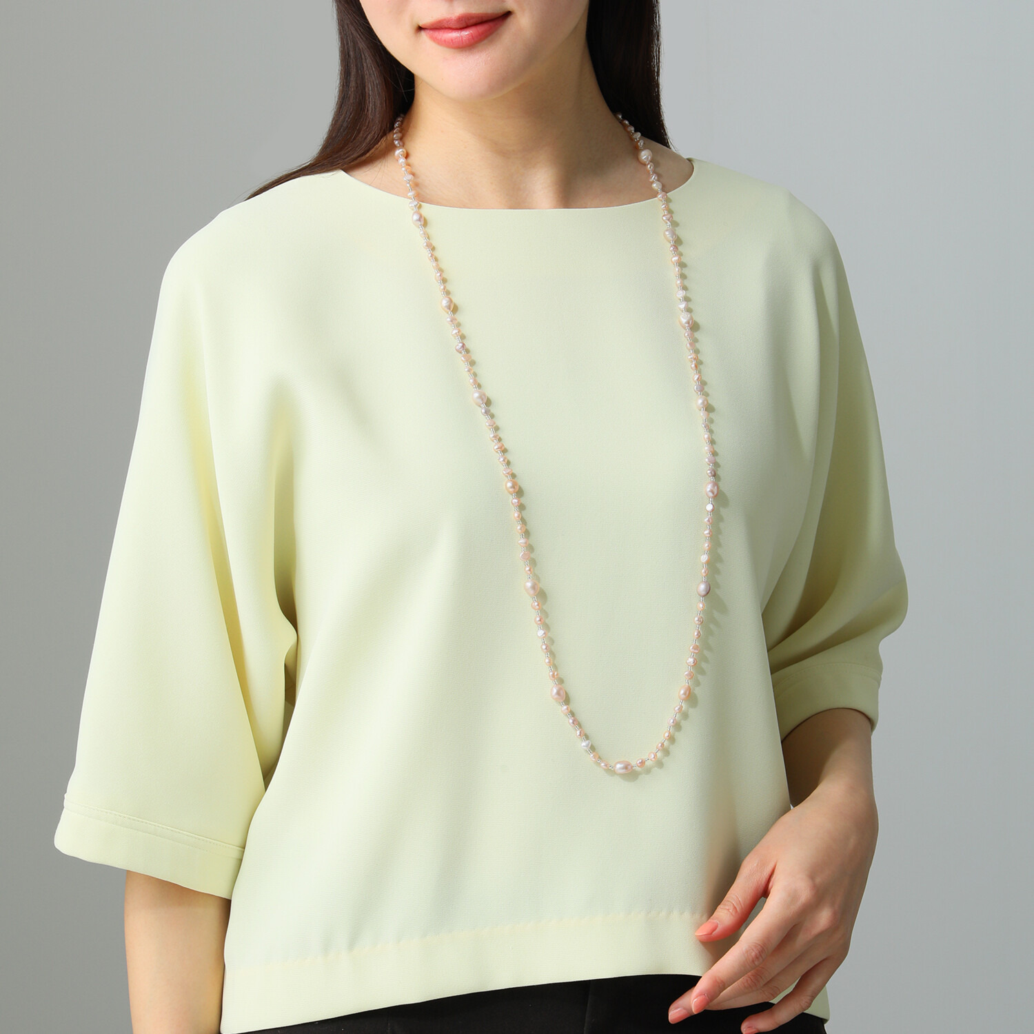 ペレフェリーク 淡水パール ショートナー付 スーパーロングネックレス