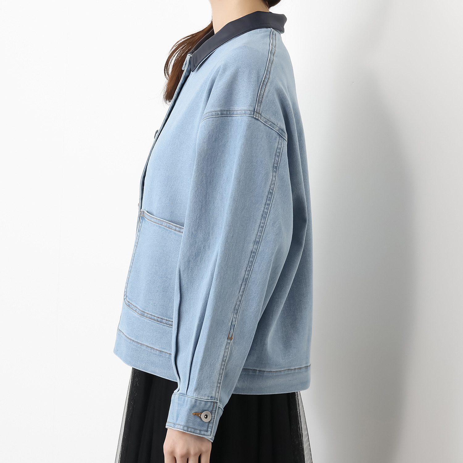 エーエフコンフィ 襟アクセント ライトデニムジャケット