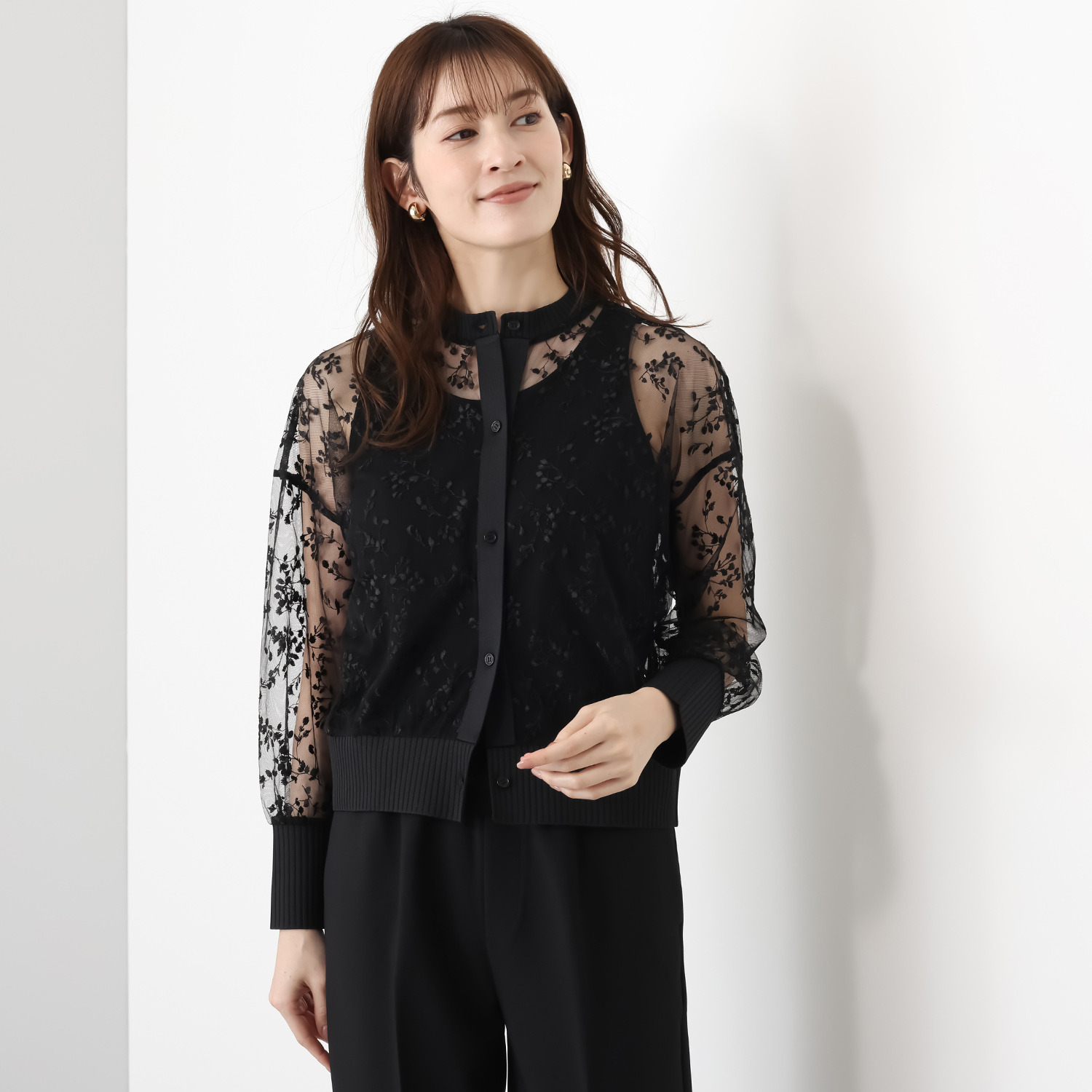 エーエフコンフィ シアーレース カーディガン