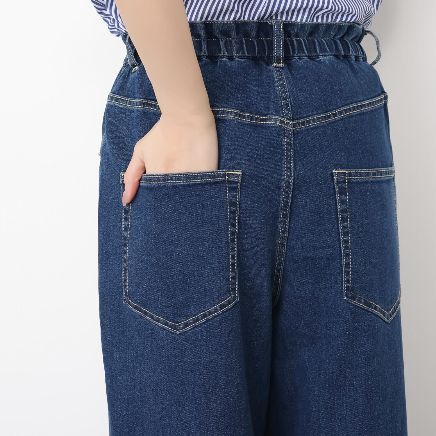 エーエフコンフィ ドローストリング付 イージーデニムパンツ