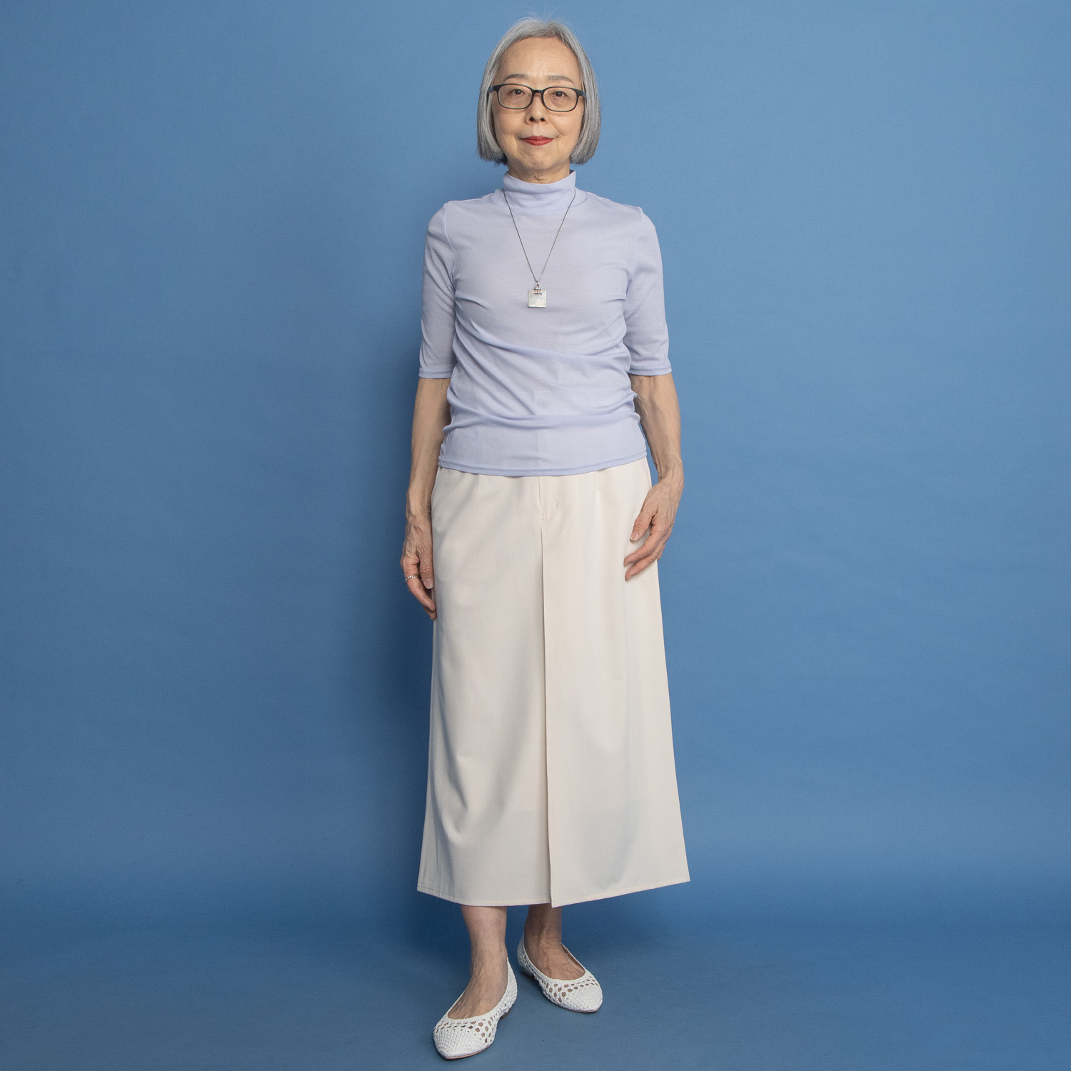 ヤエアジュテ Ｉラインでスタイルアップ サイドタックデザイン ロングスカート