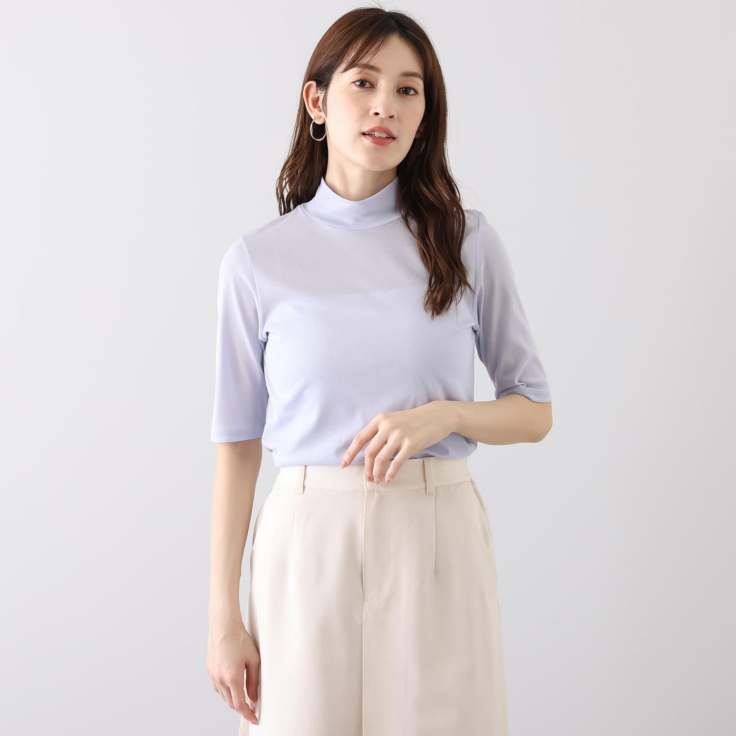 ヤエアジュテ ヤエアジュテ定番 シアーカットソー ハイネックプルオーバー