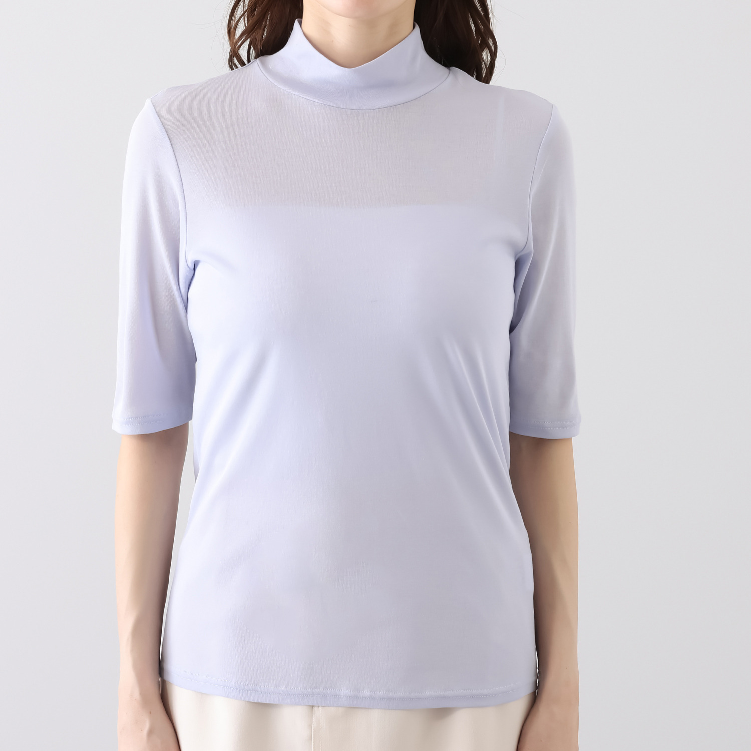 ヤエアジュテ ヤエアジュテ定番 シアーカットソー ハイネックプルオーバー