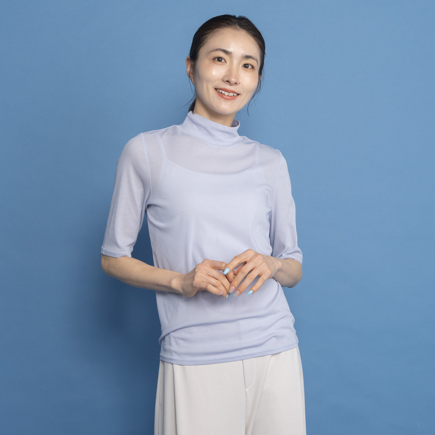 ヤエアジュテ ヤエアジュテ定番 シアーカットソー ハイネックプルオーバー