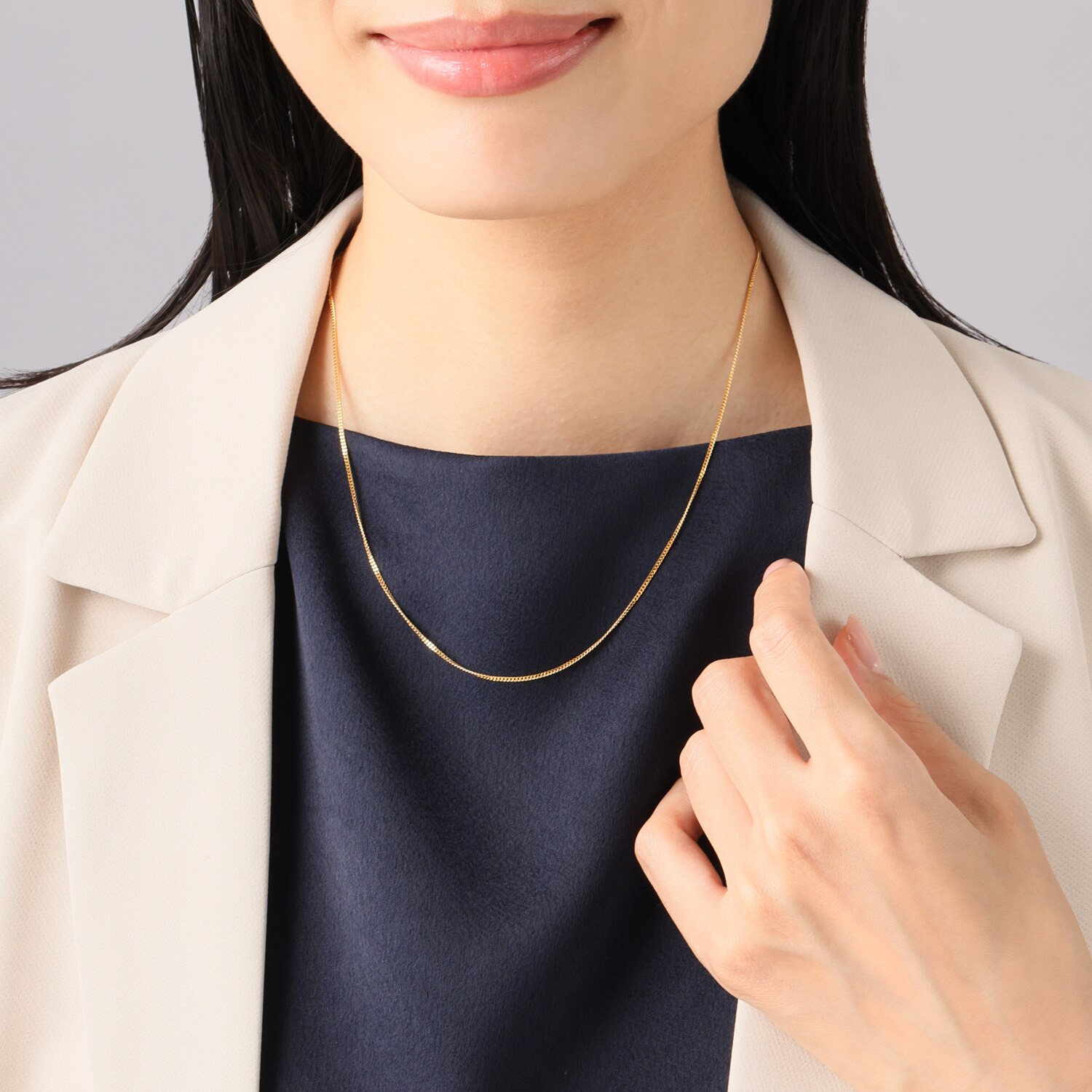 祈平 純金　３．４ｇＵＰ ２面喜平チェーン スライドネックレス 