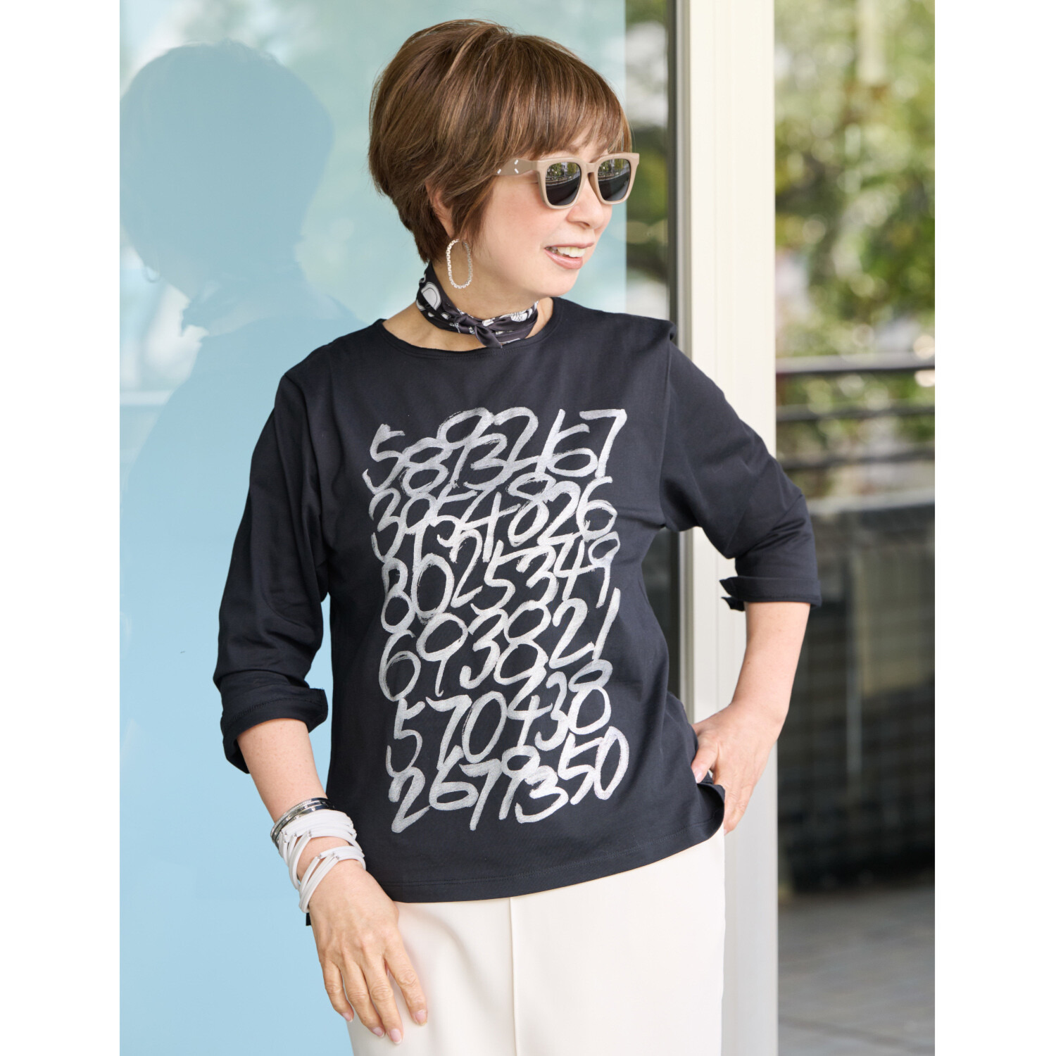 ウノ・ウノ・ドゥーエ 七分袖 ロゴＴシャツ