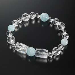 岩崎美智子コレクション 天然水晶＆アクアマリン イラスティック ブレスレット