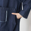 ベルデニム ウォッシュ加工入り デザインポケット付 ゆったり デニムワンピース