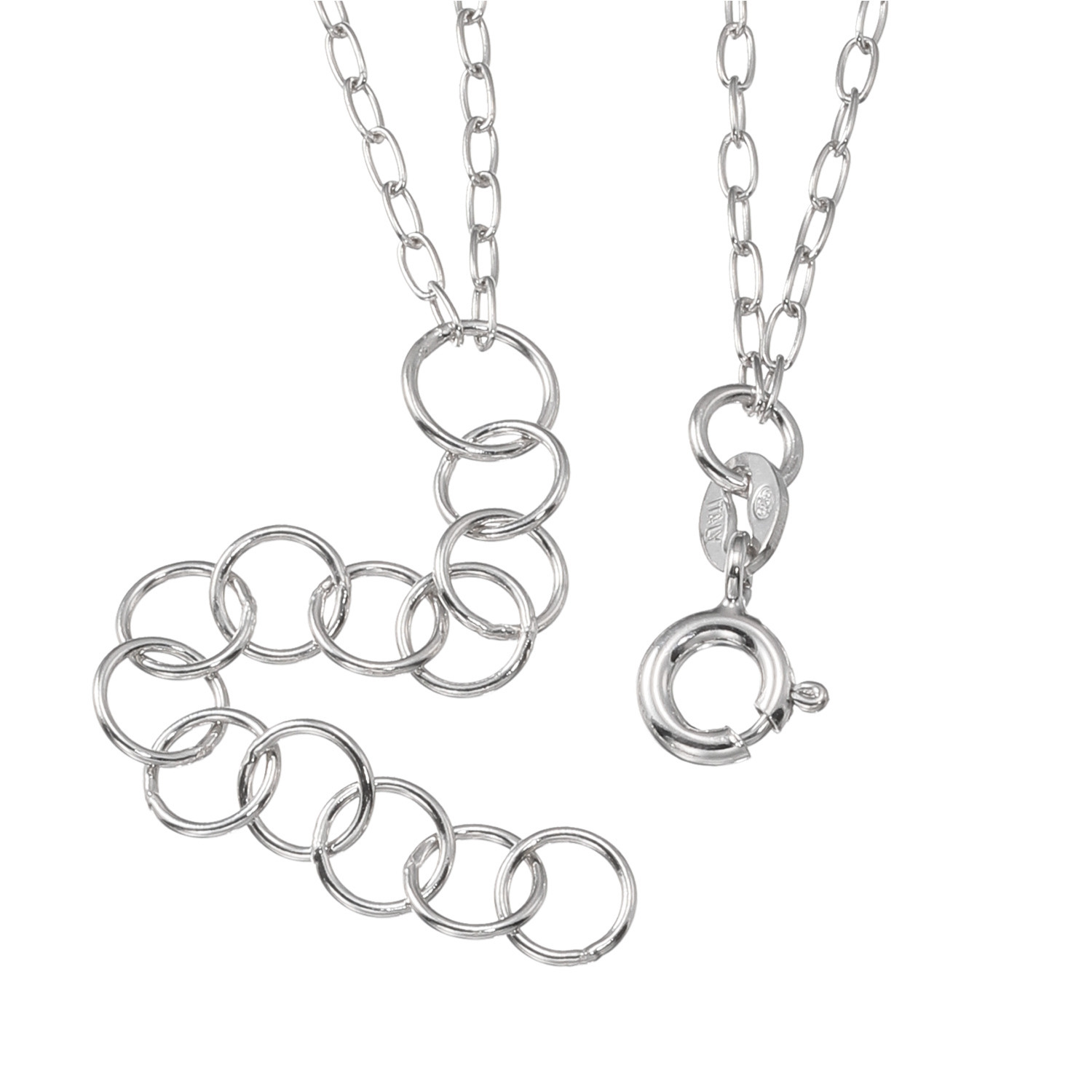 エクセラ イタリアン・シルバー ２層コーティング ホースシューアクセント デザインチェーン ロングネックレス