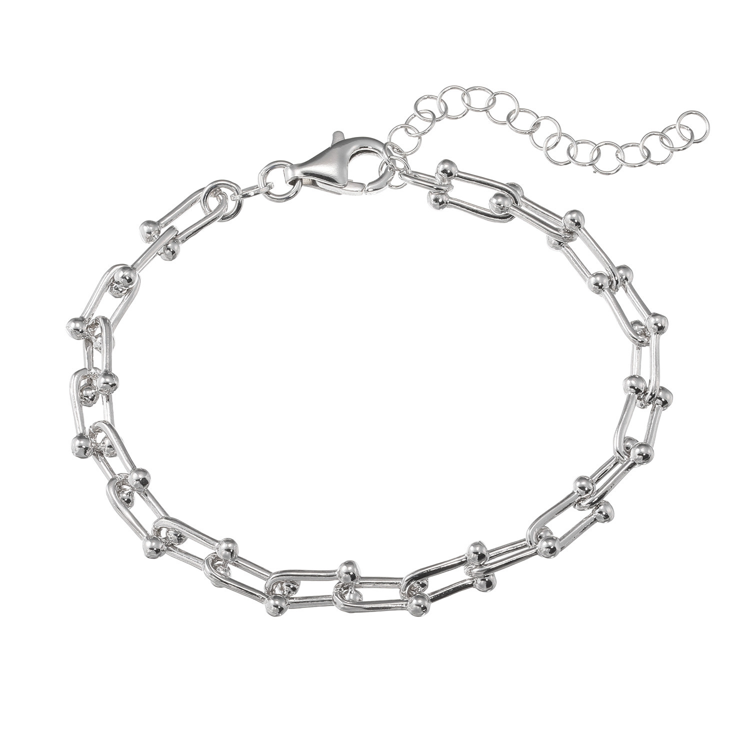 エクセラ イタリアン・シルバー ２層コーティング ホースシューデザイン チェーンブレスレット