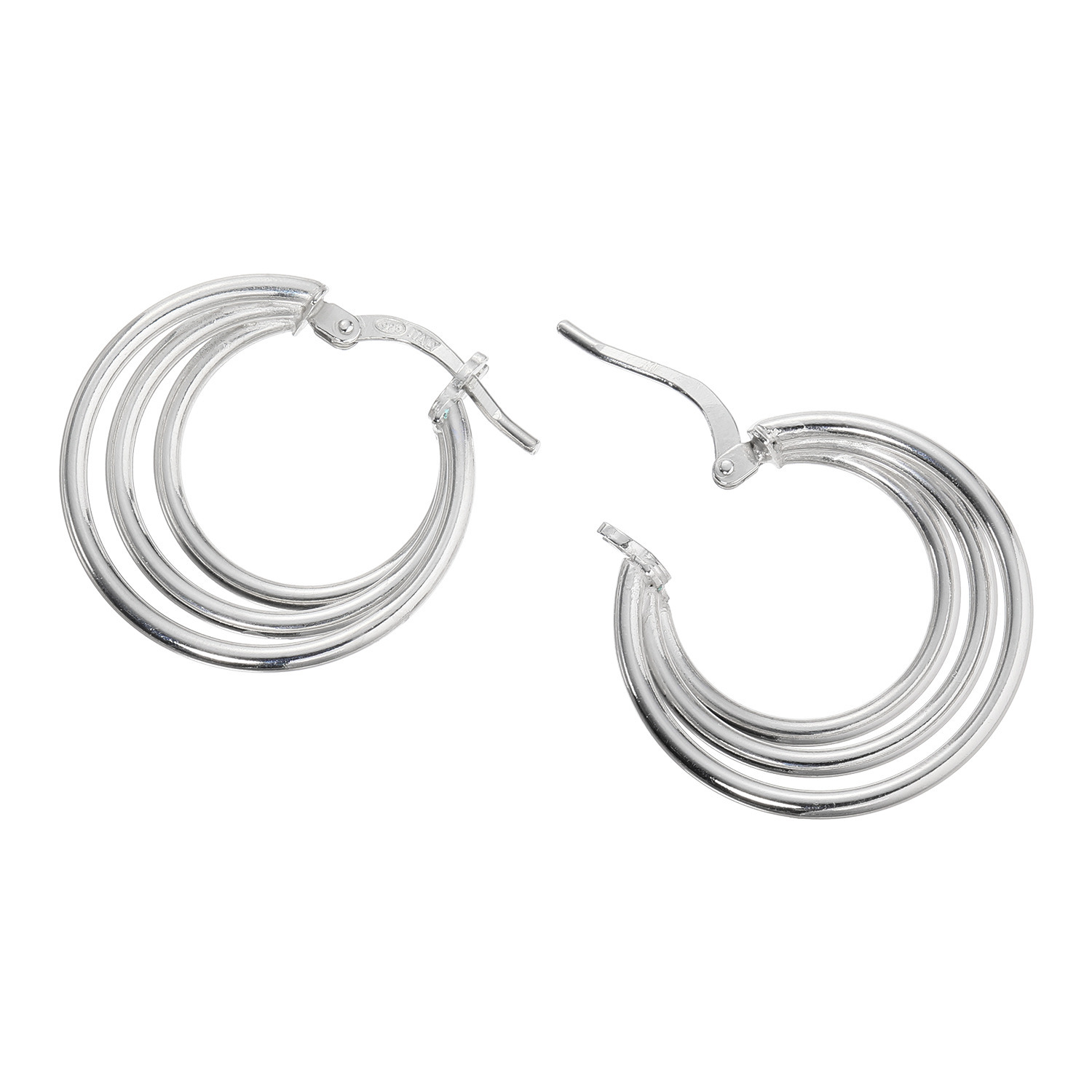 エクセラ イタリアン・シルバー ２層コーティング ３連サークルチューブ フープピアス