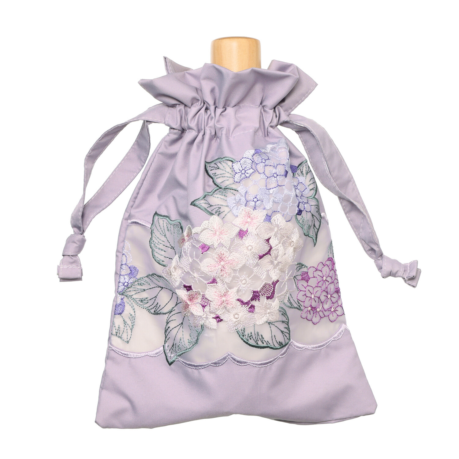 シノワズリーモダン 紫陽花刺しゅう 晴雨兼用 ミニ折りたたみ傘