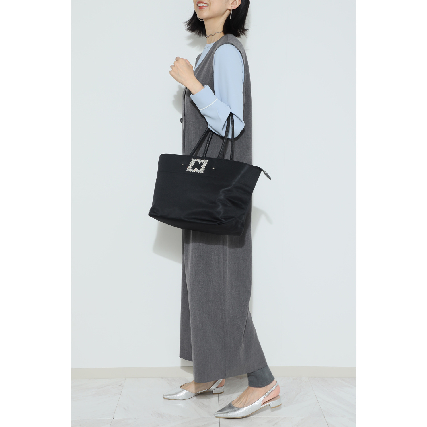 エーディーエムジェイ はっ水 ナイロンリュクス ファスナートートバッグ