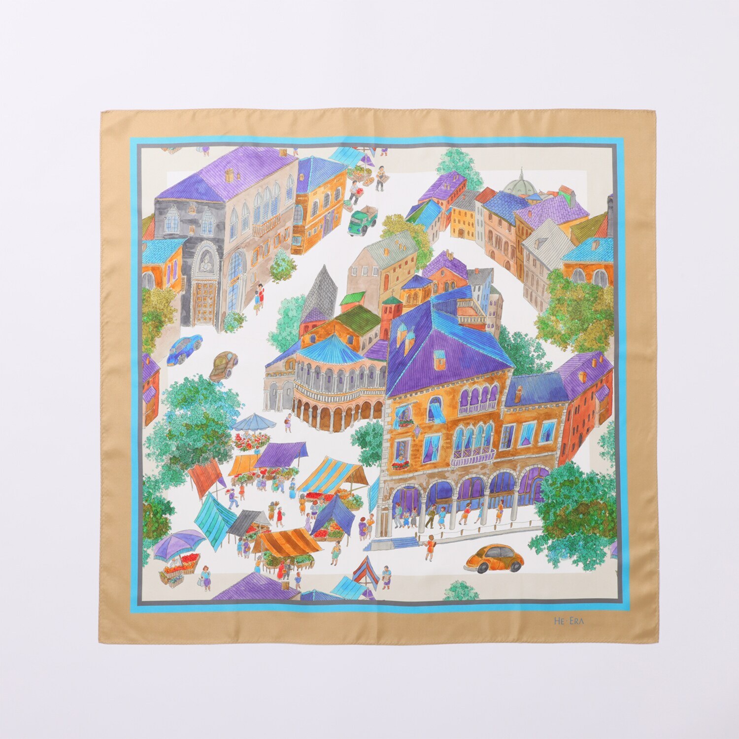 ヘ・エラ シルク１００％ 彩りがあなたを包む スクエア大判スカーフ