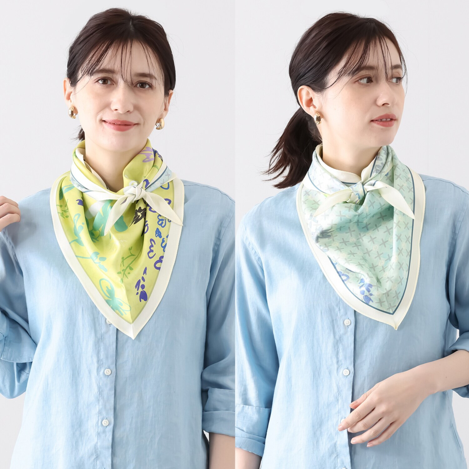 ミラ・ショーン シルク１００％ リバーシブル トライアングルスカーフ