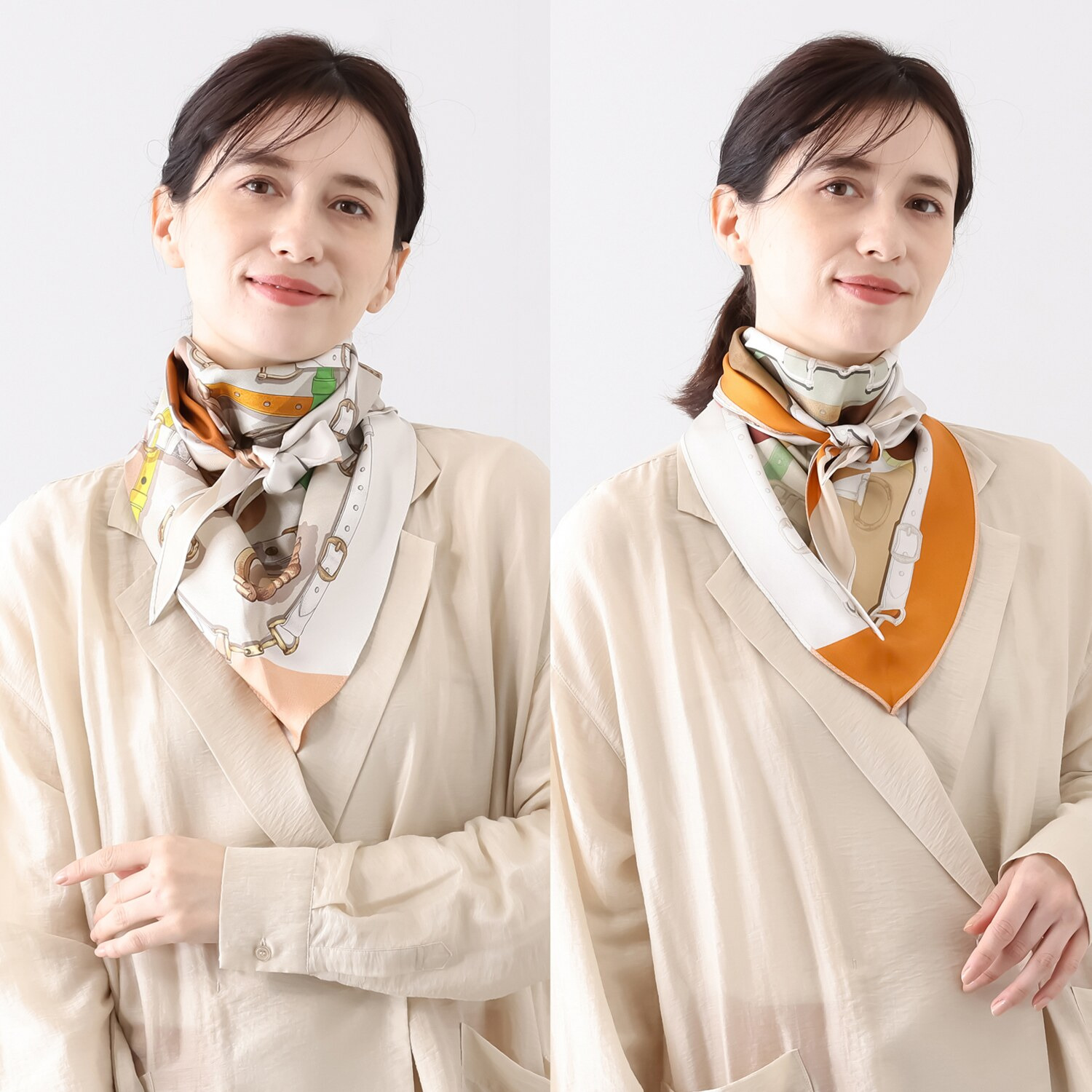 ミラ・ショーン シルク１００％ リバーシブル トライアングルスカーフ