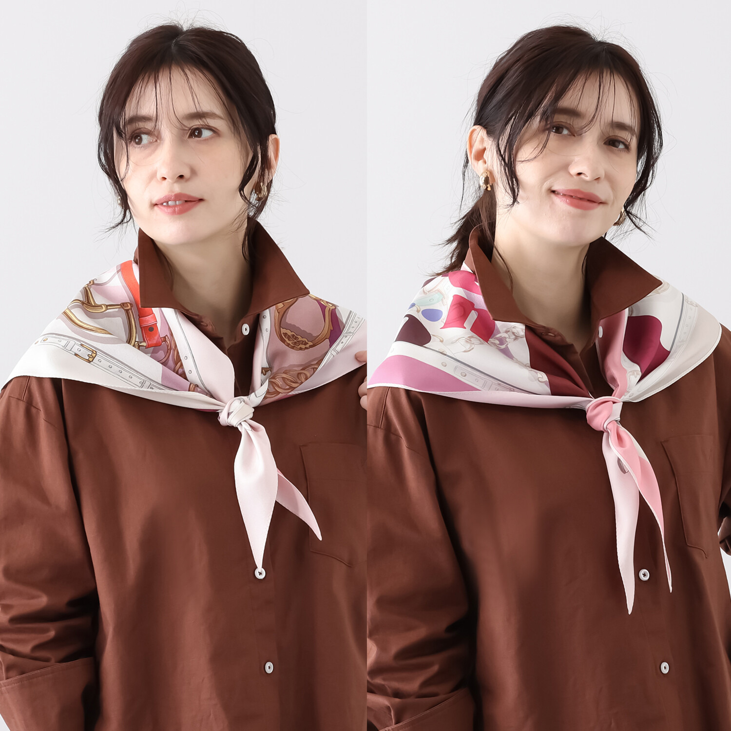 ミラ・ショーン シルク１００％ リバーシブル トライアングルスカーフ