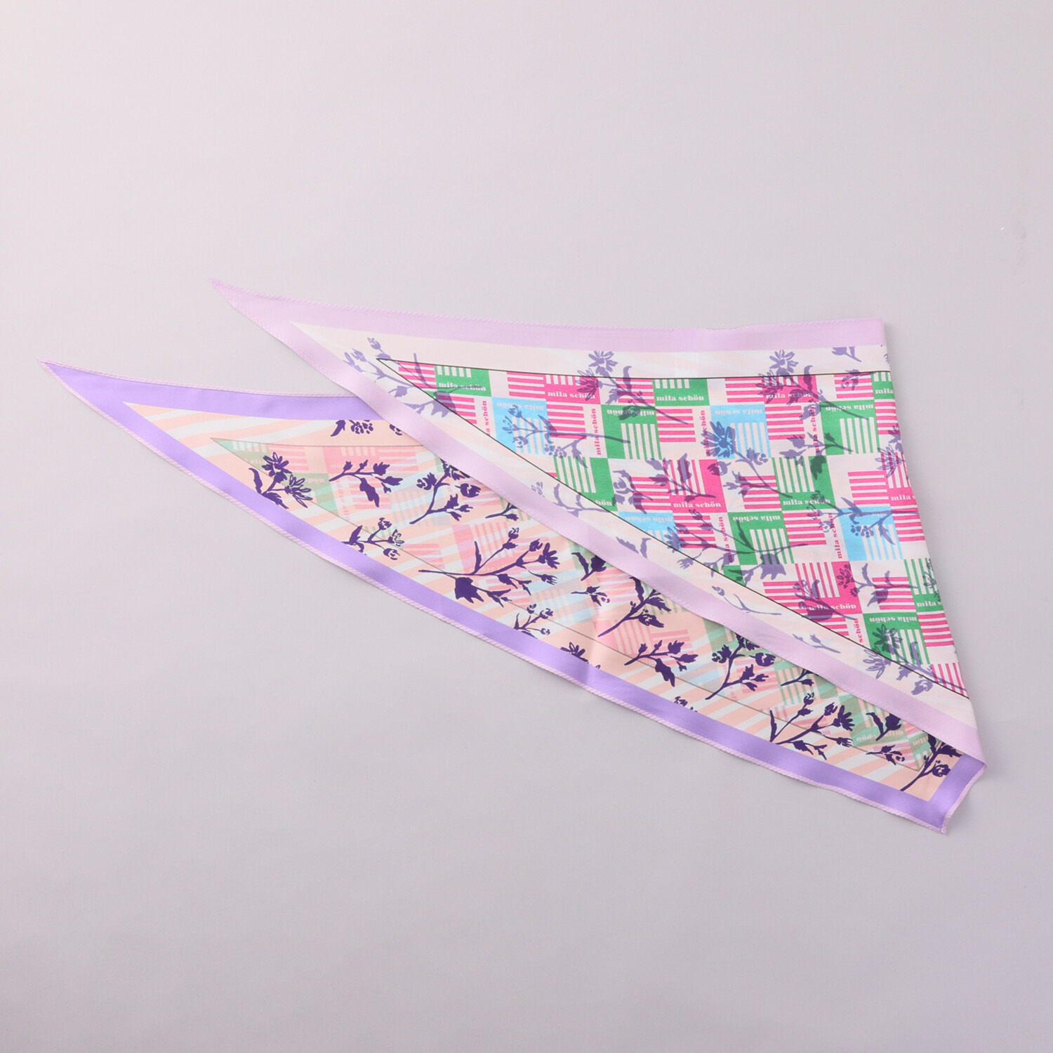 ミラ・ショーン シルク１００％ リバーシブル トライアングルスカーフ